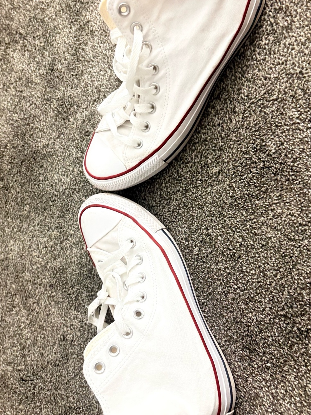 Converse Kids White High-Top Sneakers with Red Stripe